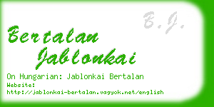 bertalan jablonkai business card